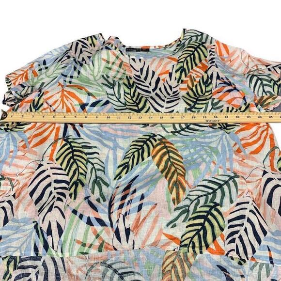 Tahari Womens Short Sleeve Linen Multicolor Tropical Tunic Top Size 2x - Picture 5 of 6
